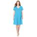 Plus Size Women's Perfect Short-Sleeve V-Neck Tee Dress by Woman Within in Paradise Blue (Size 3X)