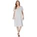 Plus Size Women's Perfect Short-Sleeve V-Neck Tee Dress by Woman Within in Heather Grey (Size L)