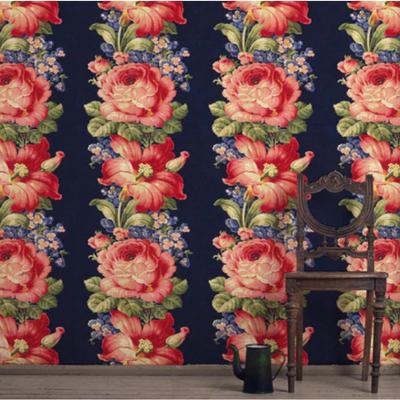 Anthropologie Wall Decor | Anthropologie English Rose Wallpaper Designer Debbie Mckeegan Online Exclusive | Color: Blue/Red | Size: Os