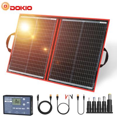 Dokio - 100W 18V Faltbar Tragbar Solarmodule Monokristalline mit Solarregler(Lcd-Anzeige + 2