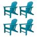 Leisure Classics UV Protected Indoor Outdoor Patio Chair, Turquoise (4 Pack)