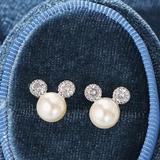 Disney Jewelry | Disney Pearl Earrings Minnie Mouse New Without Tags Pearl Earrings Stud Boho | Color: Black/Gold/Pink/Silver/White | Size: Os