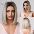 ALAN EATON – perruque Bob synthétique courte lisse pour femmes perruques blondes platine avec