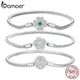 Bamoer – Bracelet en argent Sterling 925 Zircon Rose pour femmes chaîne serpent perle breloque