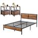 Modern 3 Piece Bedroom Set with Platform Bed Frame and Nightstand