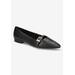 Extra Wide Width Women's Evanna Flats by Bella Vita in Black Leather (Size 8 WW)