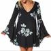 Free People Dresses | Free People Wanderer Floral Boho Bell Sleeve Tunic Dress | Color: Black/Blue | Size: S