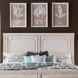 Traditional King Sleigh Headboard In Porcelain White Finish w/ Churchill Brown Tops - Liberty Furniture 455W-BR22H