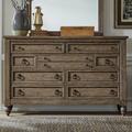 Traditional 9 Drawer Dresser In Dusty Taupe & Black Finish - Liberty Furniture 615-BR31