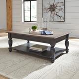 Traditional Rectangular Cocktail Table In Slate Finish w/ Weathered Pine - Liberty Furniture 303G-OT1010