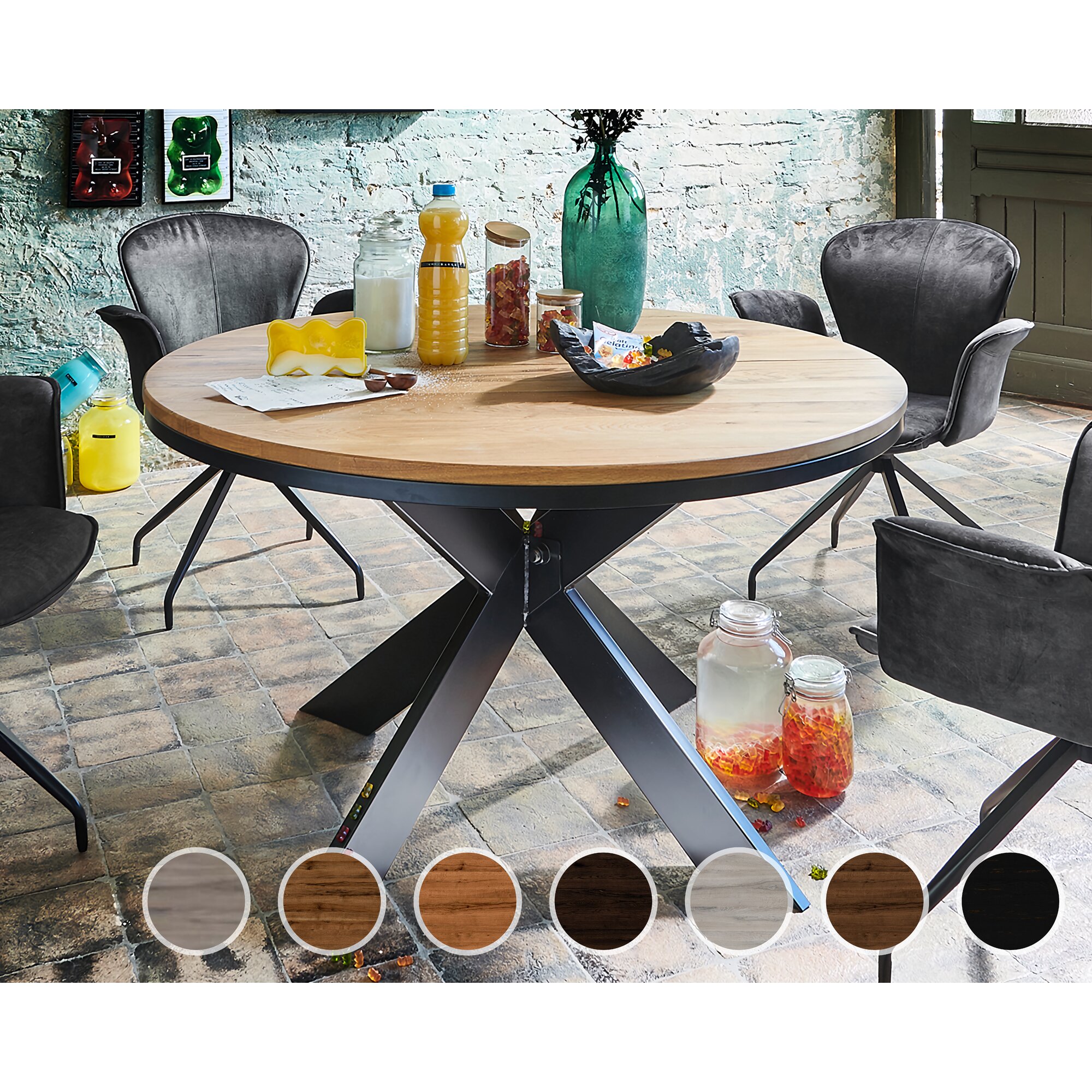 Bodahl »Nottingham« Massivholz Esstisch Rustic Oak mit Funktion 140 cm / natura bianca / 2 Einlegeplatten