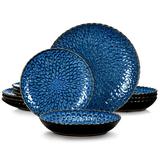 Bungalow Rose Chrys 12 Piece Dinnerware Set, Service for 4 Ceramic/Earthenware/Stoneware in Blue | Wayfair 9DD83C178FC644FAA1774B3EAB826870