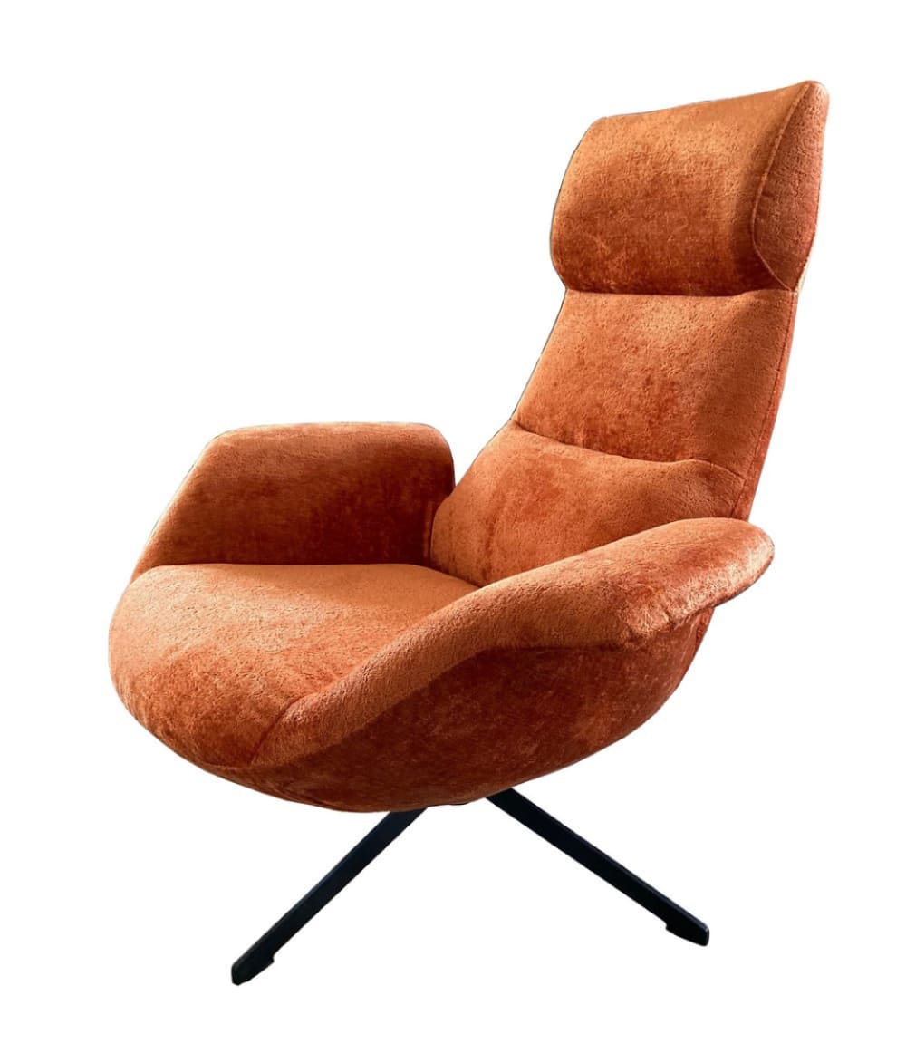 Fauteuil design rotatif en velours orange