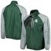 Men's G-III Sports by Carl Banks Green/Gray Michigan State Spartans Point Guard Raglan Half-Zip Jacket