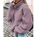 VAAX Sweater for Women, Ladies Casual Pullovers Turtleneck Loose Ladies Knit Fashion Purple Long Sleeve Sweatshirts Elegant Sweaters Knit Sweater Pullovers Winter Loose Sweater,L