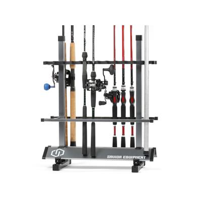 Savior Equipment® RK-FRODAL-24-BK - Carbon Black Aluminum Vertical Fishing  24-Rod Rack 