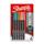 Sharpie&reg; Pens, Fine Point, 0.4 mm, Black Barrels, Assorted Ink Colors, Pack Of 6