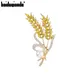 Baiduqiandu-Broches de blé jumelles en cristal jaune pour femmes bijoux de corsage de marque