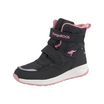 Winterstiefel KANGAROOS "KP-Nala V Roostex", Damen, Gr. 38, schwarz (schwarz, rosa), Synthetik, Textil, sportlich, Schuhe, Snowboots, Winterboots, Winterschuhe, wasserdicht mit Klettverschluss