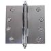 Chrome Plated Brass Cabinet Door Hinge 4" with Removable Decor Tip Pins and Hardware Renovators Supply