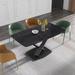 63" Modern Dining Table with Slate Stone Top and Metal Legs, Marble Dining Table