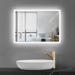 Wrought Studio™ Captolia LED Bathroom Mirror Backlight Mirror Touch Dimmable Wall Mount Anti-fog Smart Mirror in White | Wayfair