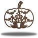The Holiday Aisle® Dhiman Spooky House Pumpkin Halloween Wall Art Décor Metal in Brown | 24 H x 24 W x 0.013 D in | Wayfair