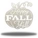 Rosalind Wheeler Anansa Happy Fall Y"all Pumpkin Halloween Wall Art Décor Metal in Gray/White | 36 H x 36 W x 0.013 D in | Wayfair