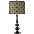 Rustic Flora Giclee Paley Black Table Lamp