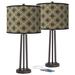 Rustic Flora Susan Dark Bronze USB Table Lamps Set of 2