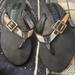 Burberry Shoes | Authentic Burberry Nova Check ‘Lancaster’ Woman’s Sandals Flip Flops Size 37 | Color: Black/Tan | Size: 6.5