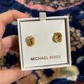 Michael Kors Jewelry | Michael Kors Beautiful Crystal Logo Cris-Cross Gold Earring | Color: Gold | Size: Os