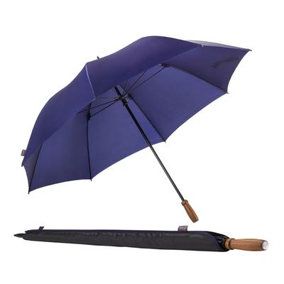 Partnerschirm EUROSCHIRM "birdiepal classic, marine", blau (marineblau), Bezug: 100% Polyamid, uni, Regenschirme Stockschirm, Regenschirm für Zwei, mit Echtholzgriff aus Nussbaum Image