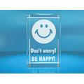 VIP-LASER 3D Glas Kristall Quader XL Smiley mit Text Dont Worry be happy