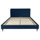 Lit avec sommier 2 places en velours bleu nuit 140x190