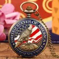 IN GOD WE TRUST-Montre de Poche à Quartz en Bronze Vintage Collier et Pendentif American Eagle