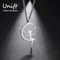 Unift Moon Elves Collier en acier inoxydable pour femme ange magique nickel é mode bijoux