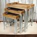 Brown Wood Tray Top Nesting Table with Metal Base (Set of 3)