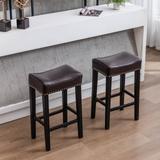 Counter Height 29" Bar Stools for Kitchen Counter Backless Faux Leather Stools Farmhouse Island Chairs