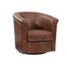 Barrel Chair - Winston Porter Pinehill Faux Leather 360 Swivel Barrel Chair Faux Leather/Wood/Fabric in Black/Brown | 29 H x 30 W x 30 D in | Wayfair