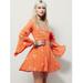 Free People Dresses | Free People Jasmine Embroidered Floral Fit And Flare Dress In Papaya Sz 0 | Color: Orange/White | Size: 0