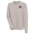 Women's Antigua Oatmeal Morehouse Maroon Tigers Action Crewneck Pullover Sweatshirt