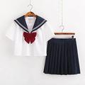 LOKUO White schoolgirl uniform Japanese class navy sailor school uniform school uniform girl anime sailor navy uniform-short sleeve skirt,S
