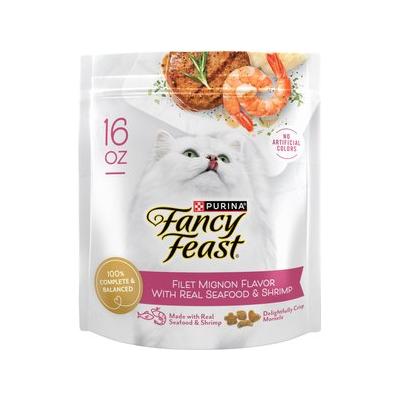 Fancy Feast Gourmet Filet Mignon Flavor with Real Seafood & Shrimp Dry Cat Food, 16-oz, case of 4
