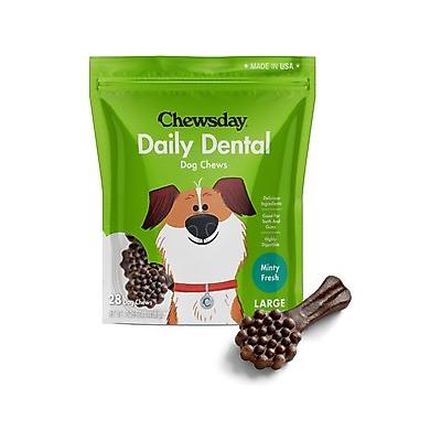 Chewsday Minty Fresh Daily Dental Dog Dental Treats, 28 count, Large