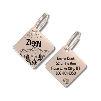 PawFurEver Diamond Personalized Dog ID Tag, Rose Gold, Darknight