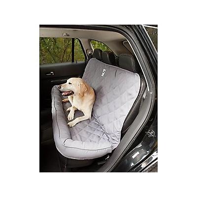 3 Dog Pet Supply Quilted Car Back Seat Protector with Bolster, Grey