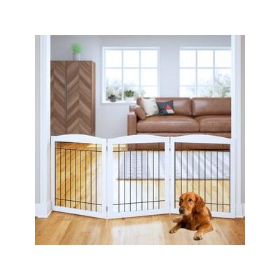 Pawland Freestanding Foldable Wire Dog Gate, White, 3 Panel