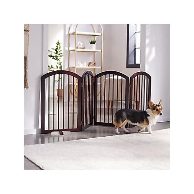 Frisco Arch Small Wood Dog Gate, Espresso, 30-in