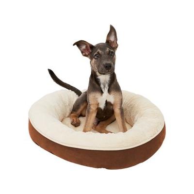 Frisco Faux Suede Donut Cuddler Dog Bed, Brown, Small